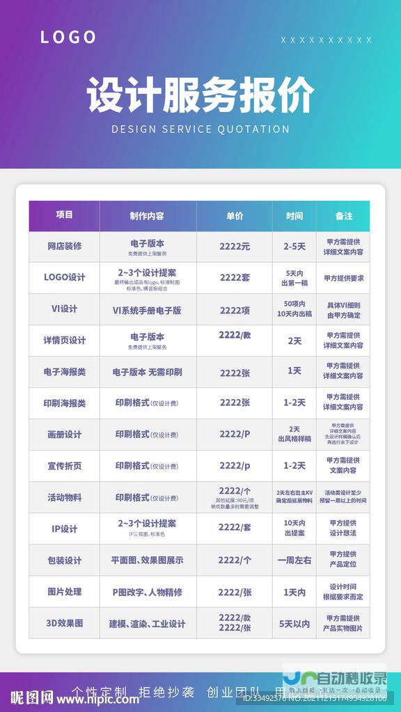 网页设计报价单